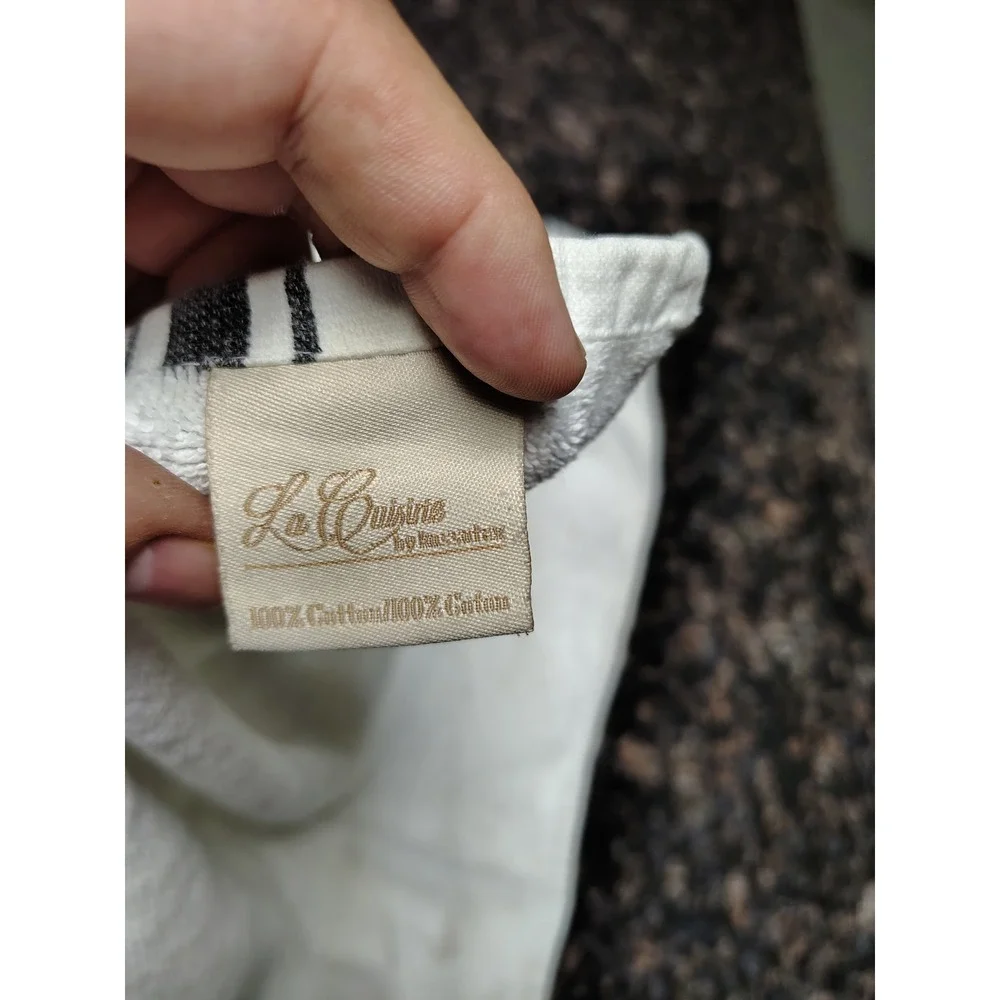 La Cuisine de Marseille French Bistro Cotton Kitchen Towel White Black Stripe